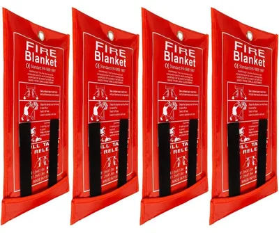 Produktbild von Löschdecke Glasfaser 1 m x 1 m Rot 4 Stück