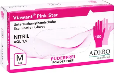 Produktbild von Viawant® Pink Star Nitrilhandschuhe pink, Gr. S – 100 Stück, puderfrei
