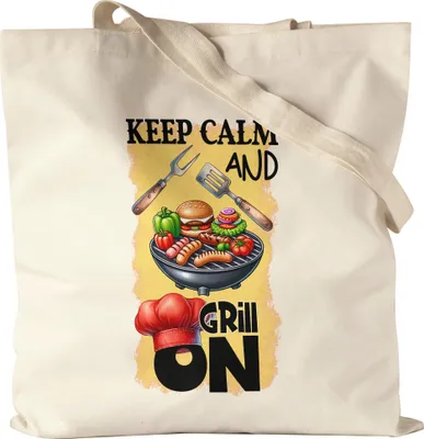 Produktbild von Keep Calm and Grill On BBQ Grillen lustiges Grill Humor Jutebeutel