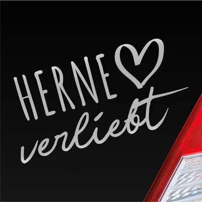 Produktbild von Auto Aufkleber Herne verliebt Herz Stadt Heimat Liebe Car 19x10 cm Silber Sticker Heckscheibenaufkleber