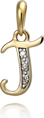 Produktbild von Kettenanhänger Buchstabe J mit 3 Diamanten 333 Gelbgold 8 Karat bicolor Alphabet