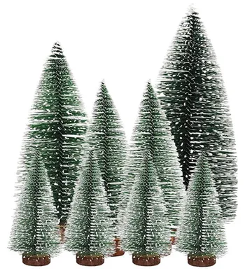 Image de Mini sapin de Noël artificiel, ensemble de 8, couleurs vertes, tailles : 10/15/20/25 cm
