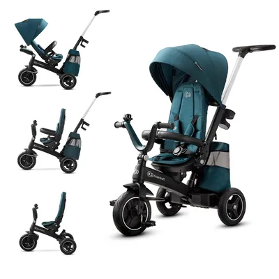 Obrázok produktu pre Kinderkraft EASYTWIST trojkolka 5v1 so otočným sedadlom o 360° a slnečnou strieškou, zelená farba