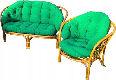 Produktbild von Kissen für ein Rattan-Gartensofa und einen Gartensessel, Grün, Kissen für die Rückenlehne und den Sitz eines Rattan-Gartensofas und eines Gartensessels