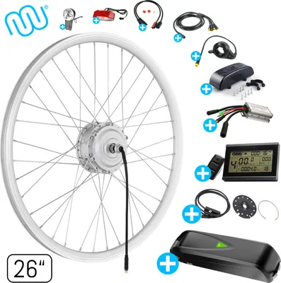 Produktbild von windmeile | E-Bike Umbausatz, Vorderrad Motor, inklusive Akku, mit komplettem Zubehör, Silber, 26“ Zoll, Umbau Kit, Pedelec