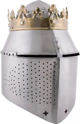 Produktbild von Grosser Königlicher Topfhelm mit Krone, 1,6 mm Stahl