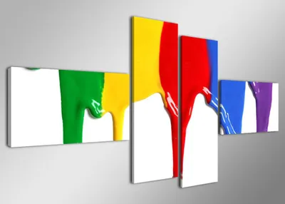 Produktbild von Visario Leinwandbild Abstraktes Farbspiel 160x70 cm – 4-teilig, Bild Wandbild Kunstdruck, aufhängfertig, Echtholzrahmen, Zackenaufhänger, Art. 6529