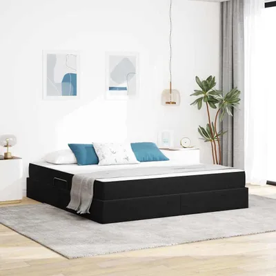 Produktbild von Maison Exclusive - Aufbewahrungsbett mit Matratze Schwarz 160 x 200 cm Samt
