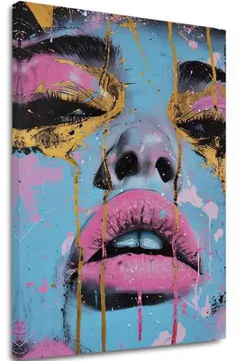Obrázok produktu pre Obraz Neon Lips na plátne | dokončené rukou umelca - 80x120 cm