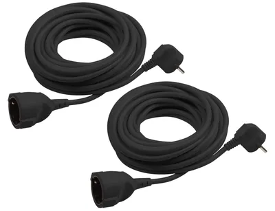 Produktbild von Meister Schutzkontakt Verlängerung 5 m Schwarz 2 Stück IP20
