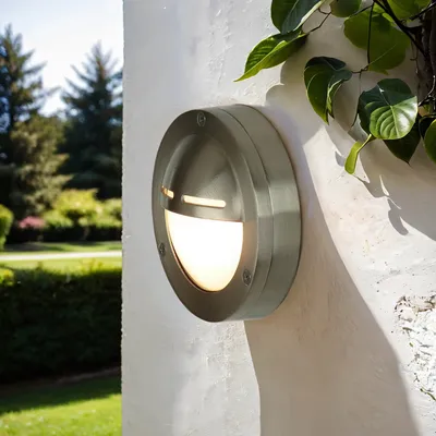 Produktbild von Außenlampe Wand Nickel IP64 GX53 Ø 14 cm Glas Messing Maritim Außenwandleuchte Terrasse Haus
