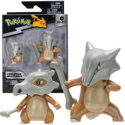 A product packaging for Pokemon evolution multipack figures, featuring Cubone and Marowak.