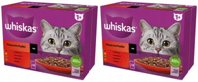 Produktbild von WHISKAS Frische Beutel mit klassischen Mahlzeiten in Sauce, 4 Sorten, für ausgewachsene Katzen, 24 x 85 g