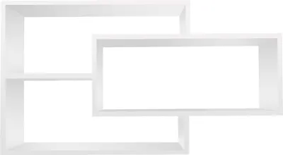 A white shelving unit with a modern, geometric design.
