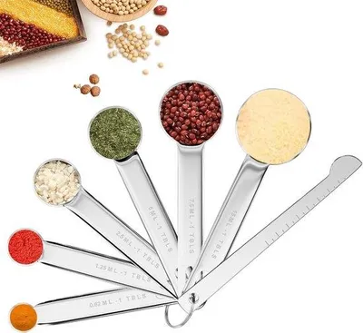 Produktbild von Edelstahl-Messlöffel-Set 7-teilig Küchenhelfer