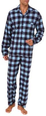 Produktbild von Herren Flanell Pyjama Schlafanzug zum durchknöpfen - auch in Übergrössen 281 101 95 651 ; marine , 68