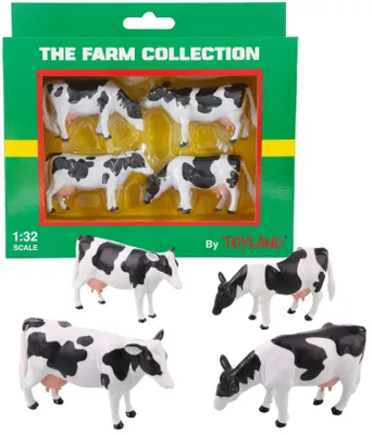 Obrázek produktu pro Toyland® balení se 4 kusy – holštýnské krávy v měřítku 1:32 – kolekce "Farma" – sběratelské figurky zvířat z farmy