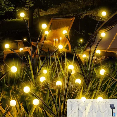 6 Solar-Leuchtgräser, 48 LEDs, 8 Modi, IP65, warmweiß