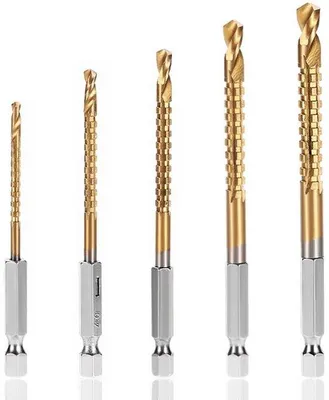 Produktbild von Sägezahnbohrer, Titan beschichtet HSS-Drehbohrer Set (5)