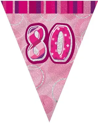 Produktbild von 80. Geburtstag | Wimpelkette pink