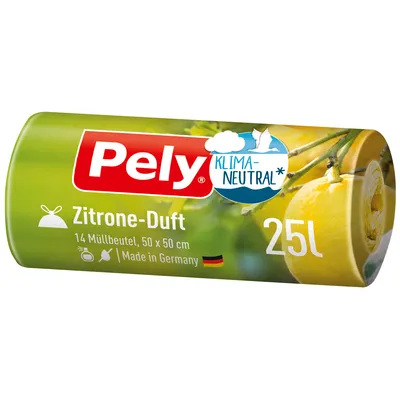 Immagine prodotto di Borsa a coulisse Pely 25L con clima al profumo di limone neutralizzato 14 pezzi