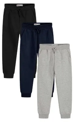 Image de Minoti - Pantalons de jogging pour garçons (lot de 3) MN487 (134) (gris/noir/bleu marine)