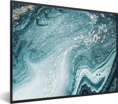 Produktbild von MuchoWow® Gerahmtes Poster Edelsteine - Blau - Natur - Marmor - Abstrakt 80x60 cm - Poster mit Schwarzem Bilderrahmen Wandposter Rahmen Foto Bilder - Schwarzem - Mit Gestell