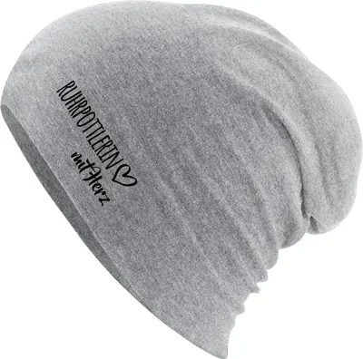 Produktbild von Huuraa Beanie Ruhrpottlerin mit Herz Heather Grey One Size Baumwolle und Elasthan Mütze Geschenkidee