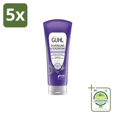 Productafbeelding van 5 x Guhl Zilverglans & Verzorgende Haarmasker - 200 ml - Grote verpakking - 5 stuks