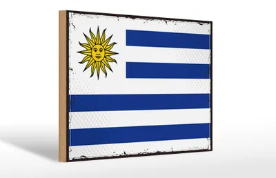 Produktbild von Holzschild Flagge Uruguays 30x20cm Retro Flag of Uruguay