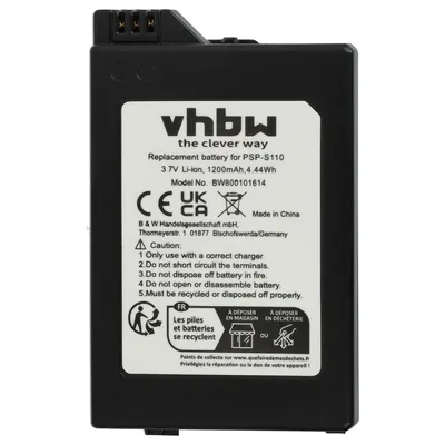 Produktbild von vhbw 1x Akku kompatibel mit Sony Playstation Portable Slim & Lite PSP-2000, PSP-2001, 2. Gener, PSP-2002 Spielekonsole (1200 mAh, 3,7 V, Li-Ion)