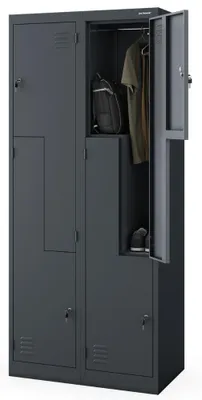Produktbild von Umkleideschrank Spind JULIA 4 Abteile mit Lüftungsschlitze | Umkleidespind Metall Schließfachschrank Garderobenspind 185x80x45cm Anthrazit