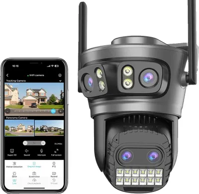 Productafbeelding van Beveiligingscamera, 20MP, vier lenzen, nachtzicht, 20MP, geen SD-kaart, EU-stekker