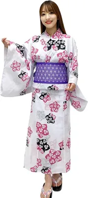Produktbild von Silecomplaza Kimura Jitsugyo Women's Kyoto Traditional Easy Wearing Kawaii Yukata Robe(Japanese Casual Kimono) Full Set 4