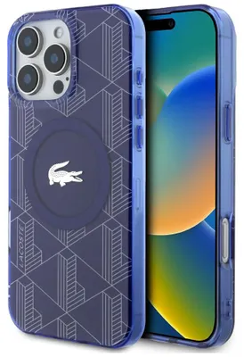 Obrázok produktu pre Puzdro Lacoste HC IML Monogram pre iPhone 16 Pro v tmavo modrej farbe