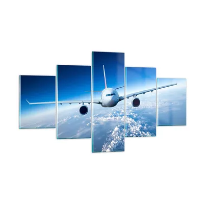 Produktbild von Bilder auf glas - Flugzeug himmel wolken flug - 125x70cm - Glasbilder - Wandbilder - Kunstdruck - zum Aufhängen bereit - Wanddekoration aus Glas - Glas Bilder - Wandbild auf Glas - GEA125x70-2723