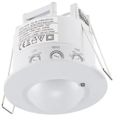 Produktbild von Decken Einbau Bewegungsmelder 230V Hochfrequenz Präsenzmelder Weiß