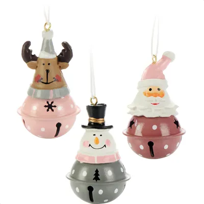 Produktbild von com-four® 3-teiliges Hängedeko Set aus Metall 7 x 4 cm - Weihnachtsmannfigur, Schneemannfigur und Rentierfigur zum Aufhängen - weihnachtliche Dekoration - Weihnachtsdeko