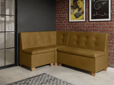 Produktbild von JKG Meble Eckbank fur Essizmmer - Eckbank Küche mit Aufbewahrungsbehälter - Sitzecke Küche - Velours - Essecke - Küchensofa - Honig - 140x200 cm