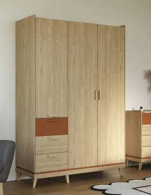 Produktbild von Masseno Drehtürenschrank ACARA 143.5/214.5/57,4 cm 3-türig Schlafzimmer Schrank Kleiderschrank Eichefarben