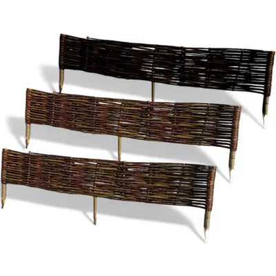 Produktbild von 3 Stück Weidenzaun, Beeteinfassung aus Weide (L100xH20 cm), Grenze des Rabatts, Palisade aus Weide, Natürlicher Beeteinfassung Weide
