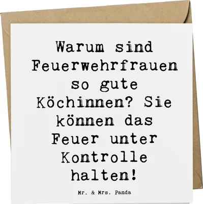 Produktbild von Mr. & Mrs. Panda Grußkarte Spruch Feuerwehrfrau Köchin - Weiß - Geschenk, kreative Geschenke, Heldinnen, anlasskarte, Glückwunschkarte, faltkarte, Wertschätzung, Beruf