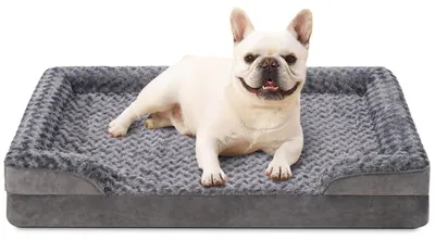 Image de Lit pour chien, orthopédique, gris, L 75 x 47 x 16 cm. Housse amovible, lavable et imperméable