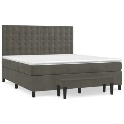 Immagine prodotto di vidaXL Letto a molle con materasso grigio scuro 160x200 cm in velluto