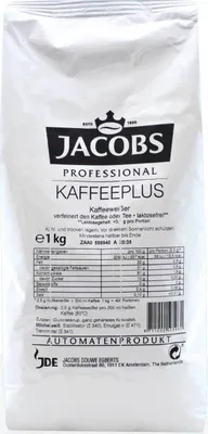 A white bag of Jacobs Professional Kaffeeplus instant coffee whitener.