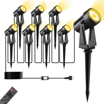 LED-Gartenstrahler 8-in-1, warmweiß, 2400 Lumen, mit Fernbedienung