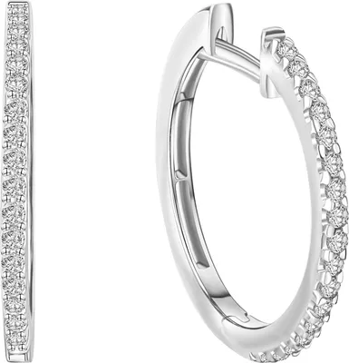 Produktbild von V Klappcreolen 375/- Weißgold Zirkonia