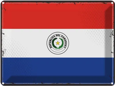 Produktbild von vianmo Blechschild 30x40 cm Paraguays Retro Paraguay Flagge Fahne Wappen