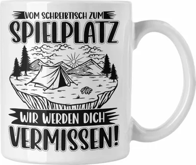 Produktbild von Trendation - Mutterschutz Tasse Geschenk Abschied Mutterschutz Kaffeetasse Kollegin Wird Mama Vom Schreibtisch zum Spielplatz (Weiß)