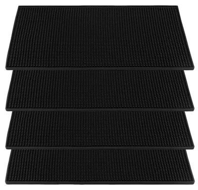 4er-Set Barmatte Silikon 15x30 cm schwarz rutschfest